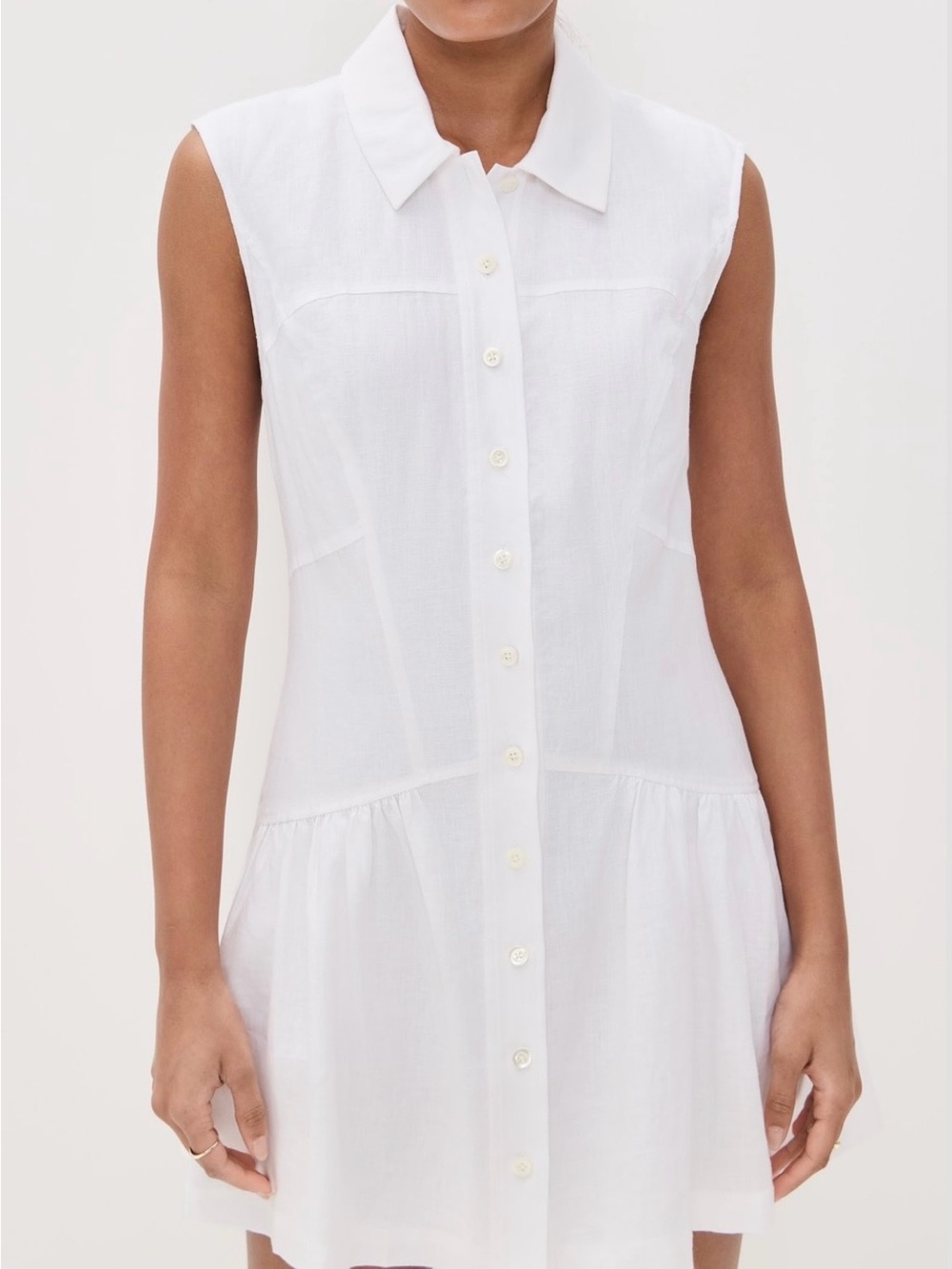 Frame The Linen Sleeveless White Button-Front Linen Shirt Dress Size M - Picture 11 of 11